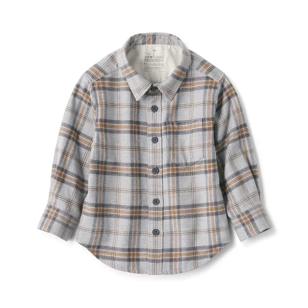 베이비 양면 기모 플란넬 긴소매 셔츠