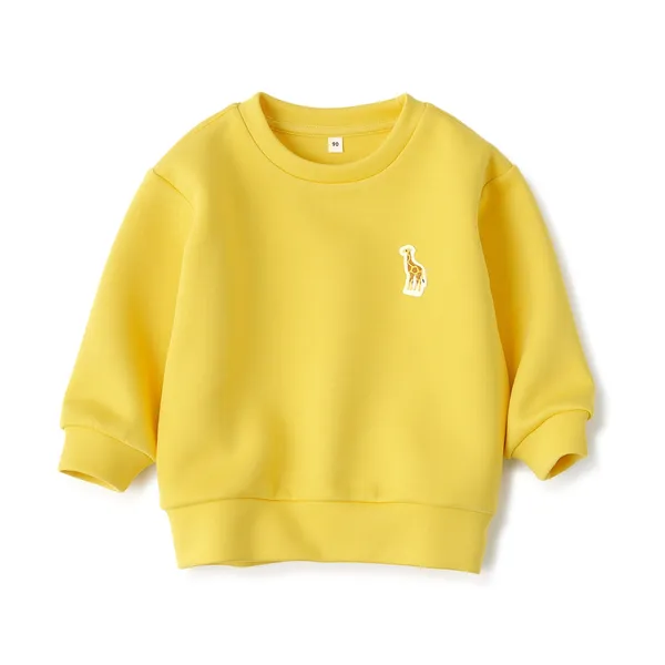 이중 편직 동물 자수 크루넥 스웨트 셔츠