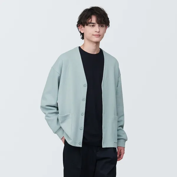 이중 편직 V넥 가디건