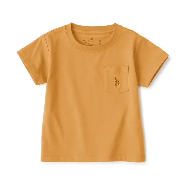 동물 자수 포켓 반소매 티셔츠