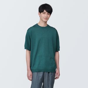 UV 컷 헴프 혼방 크루넥 반소매 스웨터