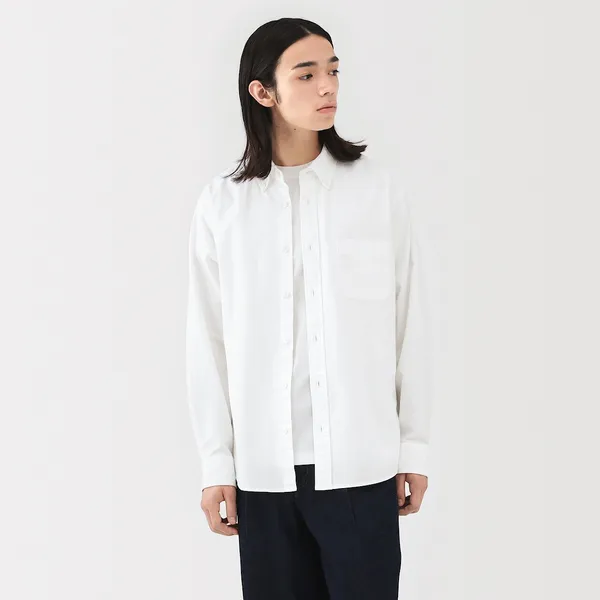워싱 옥스포드 버튼 다운 긴소매 셔츠