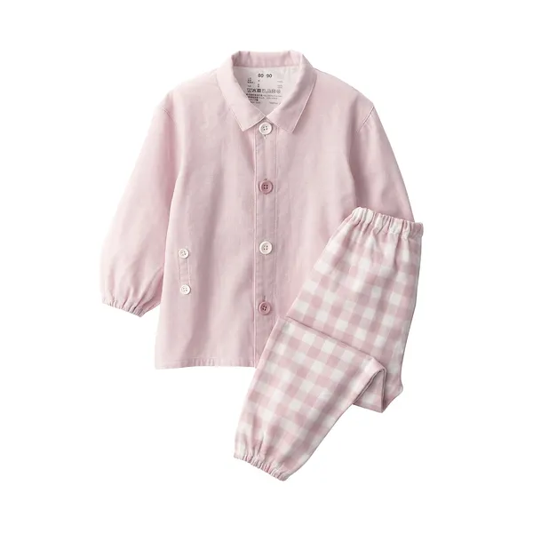 베이비 사이드 심리스 이중가제 긴소매 파자마