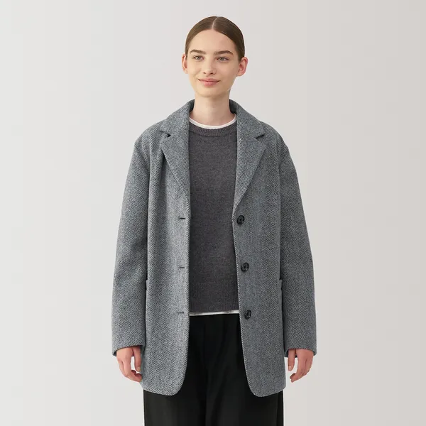 재생 울 혼방 재킷 코트