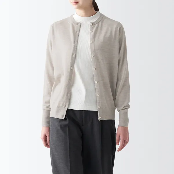 워셔블 울 하이 게이지 크루넥 가디건