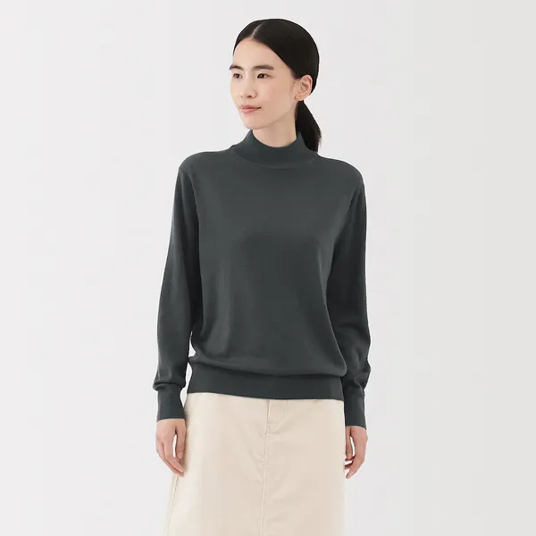 워셔블 울 하이 게이지 하이넥 스웨터