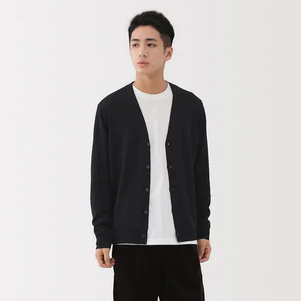 워셔블 울 하이 게이지 V넥 가디건