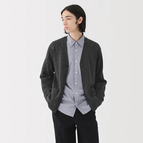 워셔블 울 미들 게이지 V넥 가디건