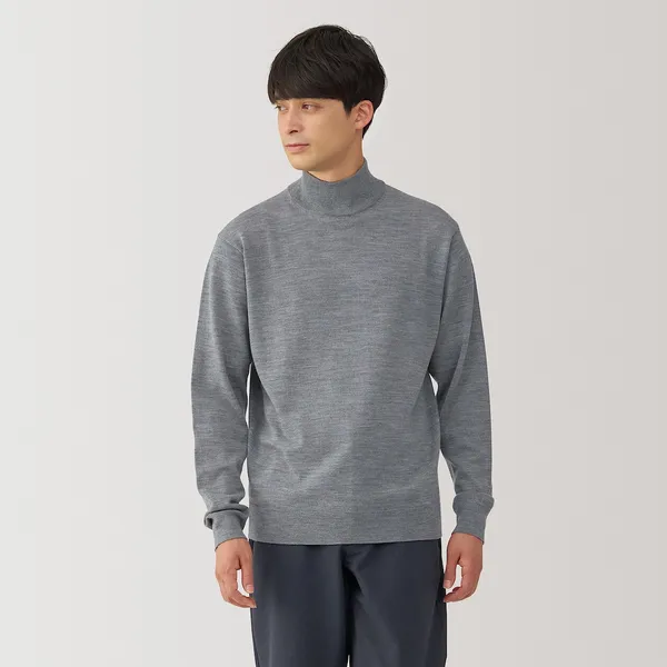 워셔블 울 하이 게이지 하이넥 스웨터