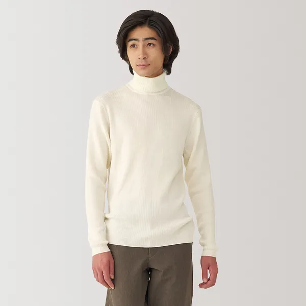 워셔블 울 리브 터틀넥 스웨터