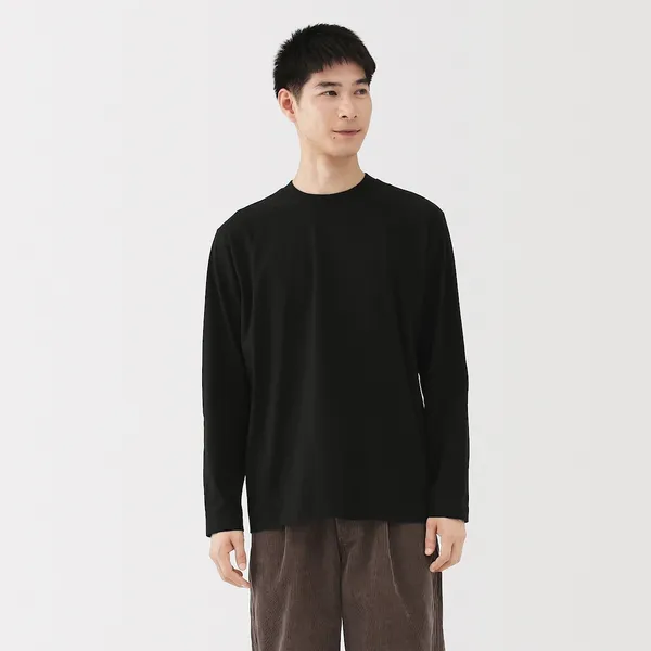 기모 저지 크루넥 긴소매 티셔츠