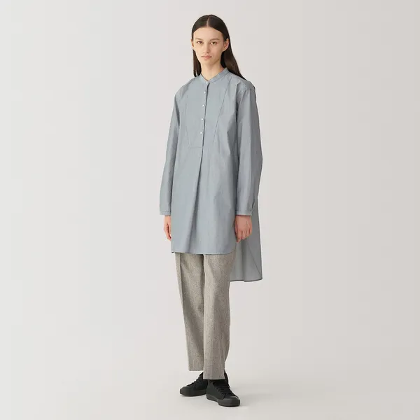 실크 혼방 롱 셔츠