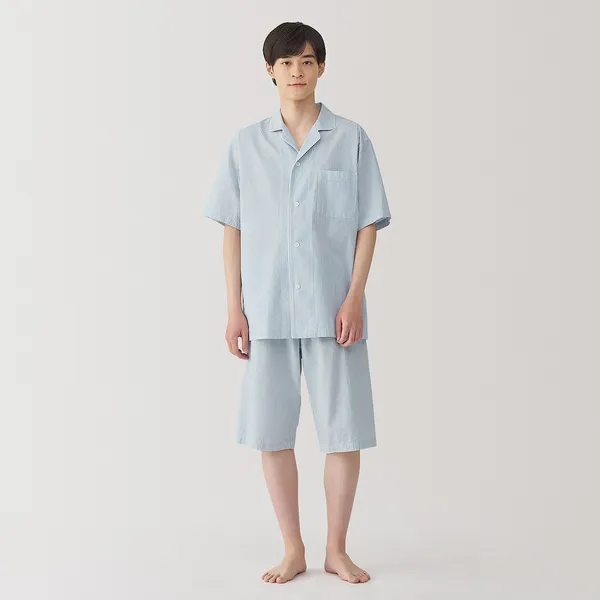 사이드 심리스 서커 반소매 파자마