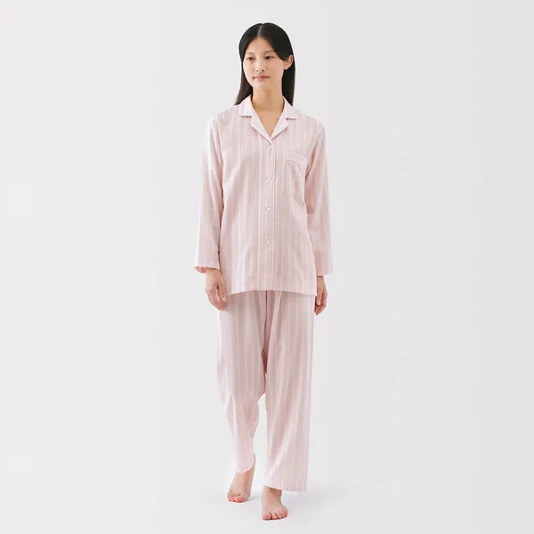 사이드 심리스 이중가제 긴소매 파자마