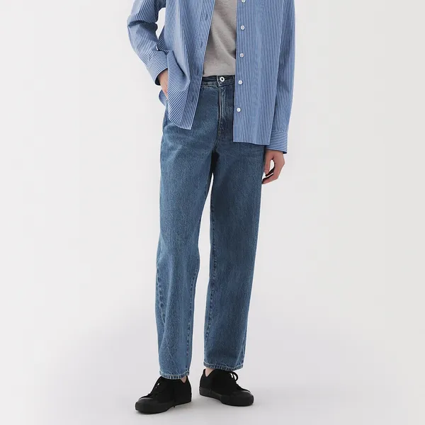 케이폭 혼방 데님 스트레이트 팬츠