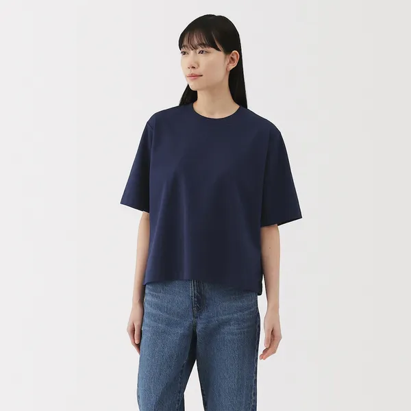 시원한 UV 컷 크루넥 와이드 반소매 티셔츠