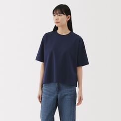 시원한 UV 컷 크루넥 와이드 반소매 티셔츠