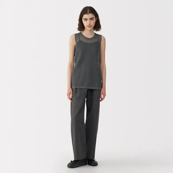 와시 혼방 니트 슬리브리스 풀오버