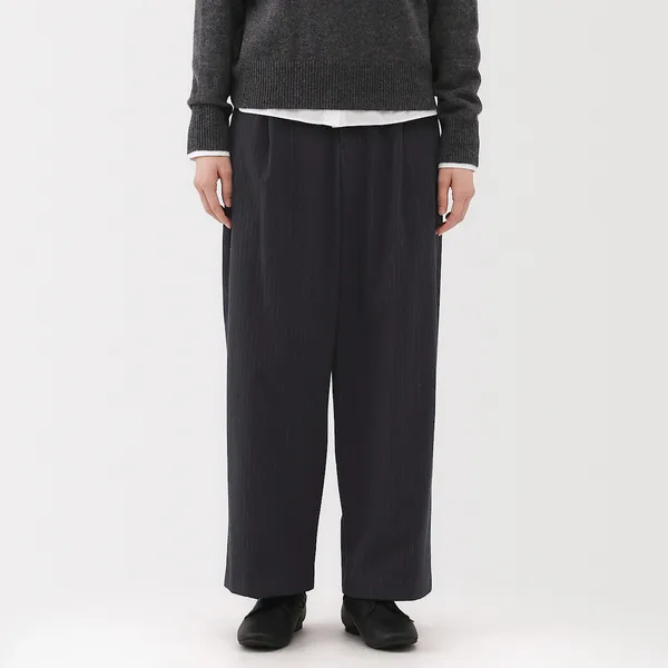 스트레치 기모 턱 와이드 팬츠