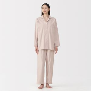 여성 사이드 심리스 플란넬 긴소매 파자마