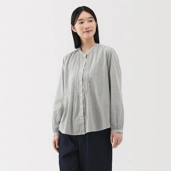 면 보일 긴소매 블라우스