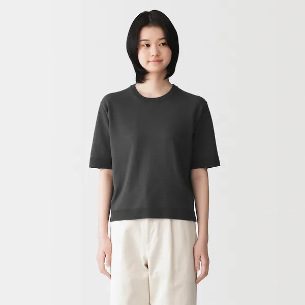 UV 컷 강연 코튼 5부소매 스웨터