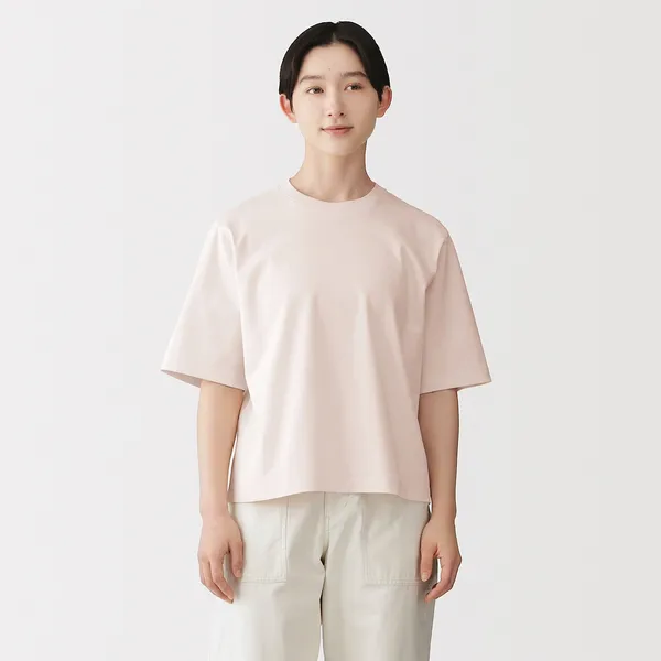 시원한 UV 컷 크루넥 와이드 반소매 티셔츠